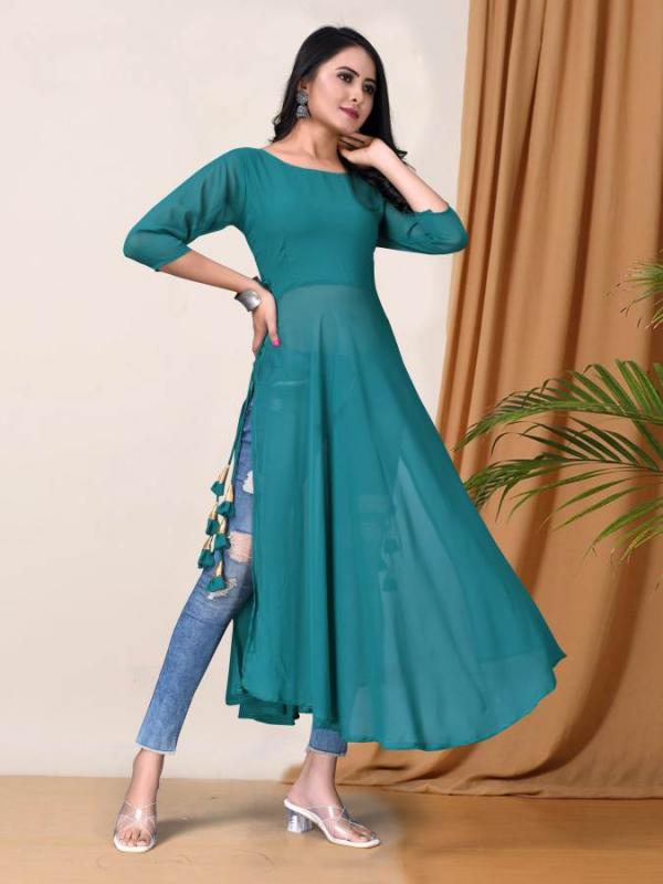 Ridhi Umbrella Cut Faux Georgette Designer Stylish Kurti Collection